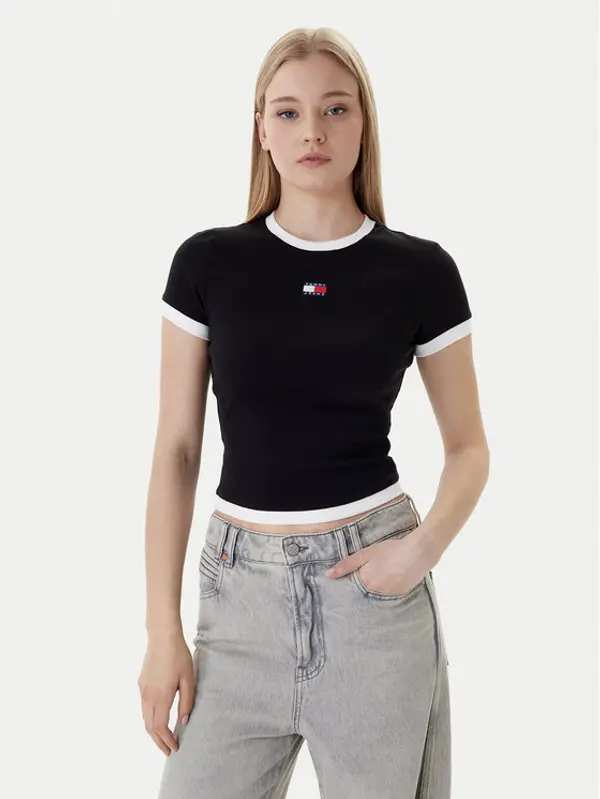 Tommy Jeans Tommy Jeans T-shirt Badge DW0DW22575 Crna Slim Fit