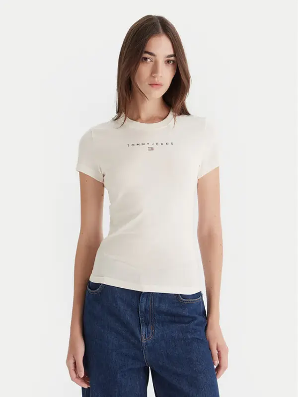 Tommy Jeans Tommy Jeans T-shirt Bling Linear DW0DW21550 Bijela Slim Fit