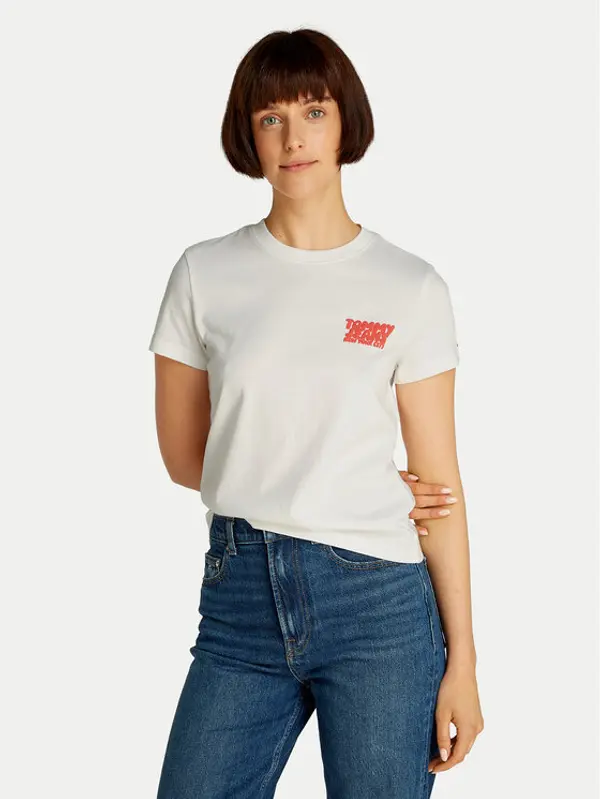 Tommy Jeans Tommy Jeans T-shirt Bubble DW0DW21338 Bijela Regular Fit