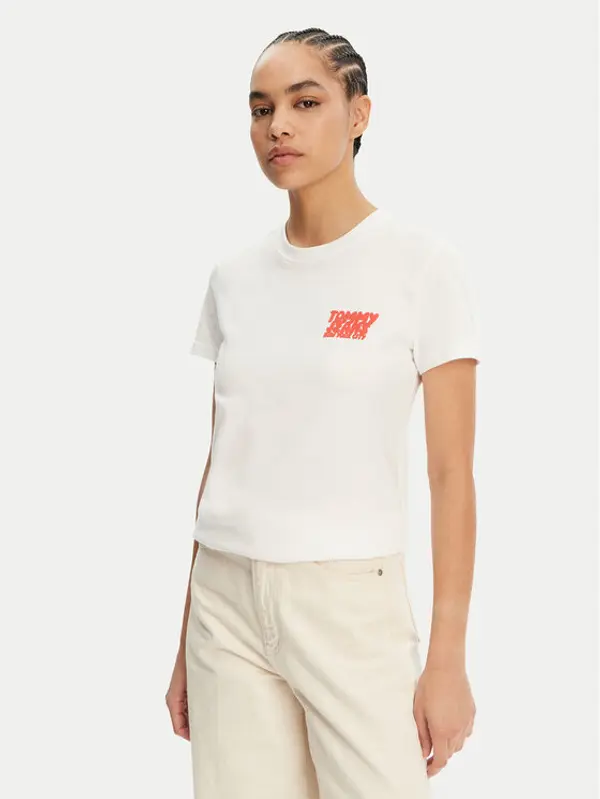Tommy Jeans Tommy Jeans T-shirt Bubble DW0DW21338 Bijela Regular Fit