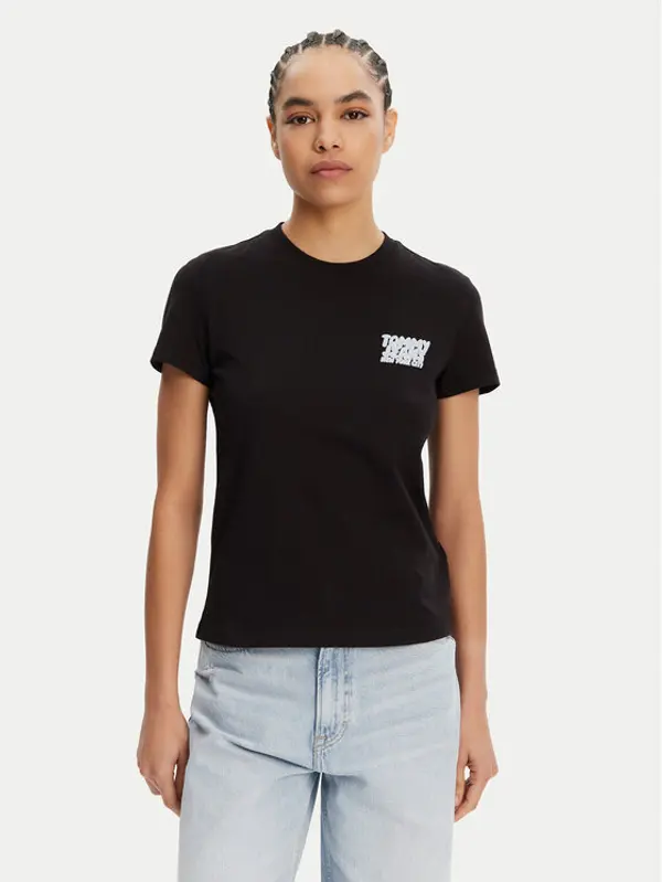 Tommy Jeans Tommy Jeans T-shirt Bubble DW0DW21338 Crna Regular Fit