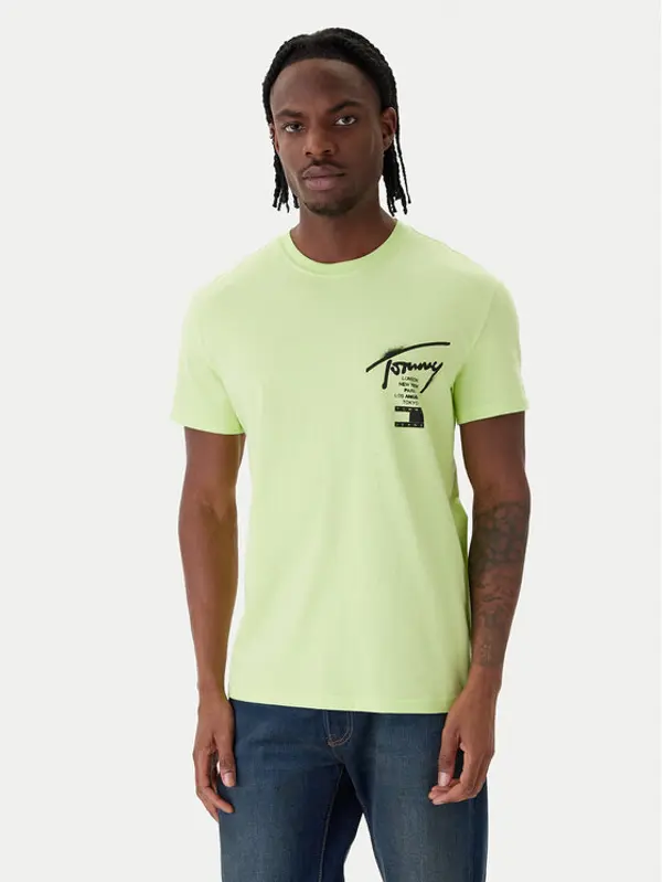 Tommy Jeans Tommy Jeans T-shirt City Sign DM0DM22553 Zelena Regular Fit