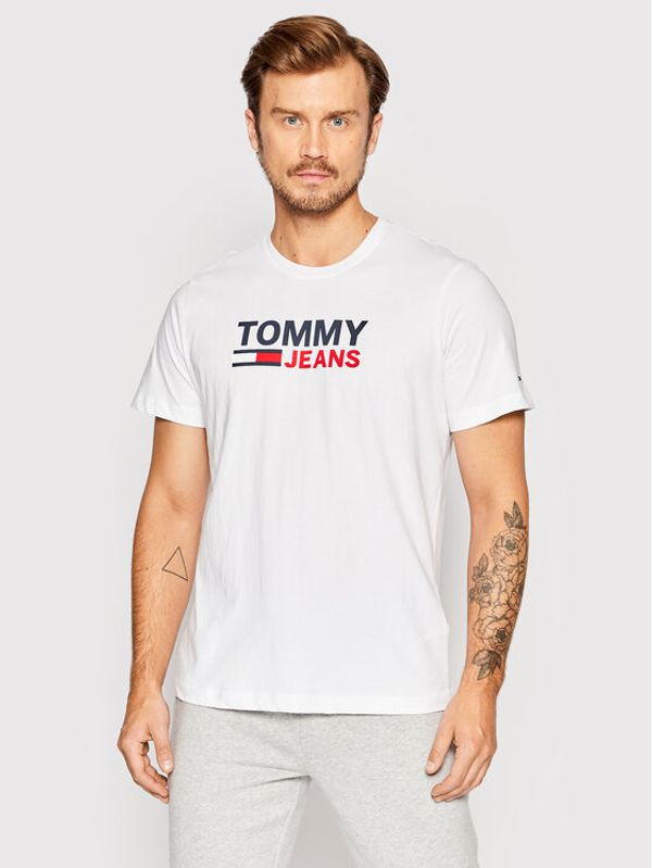 Tommy Jeans Tommy Jeans T-shirt Corp Logo DM0DM15379 Bijela Regular Fit