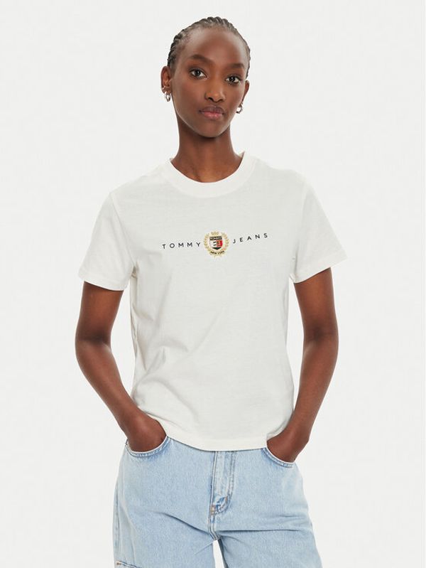 Tommy Jeans Tommy Jeans T-shirt Crest Linear DW0DW18795 Écru Regular Fit