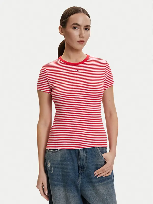Tommy Jeans Tommy Jeans T-shirt DW0DW17383 Crvena Slim Fit