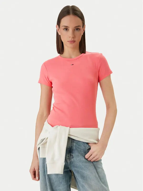 Tommy Jeans Tommy Jeans T-shirt DW0DW17383 Ružičasta Slim Fit