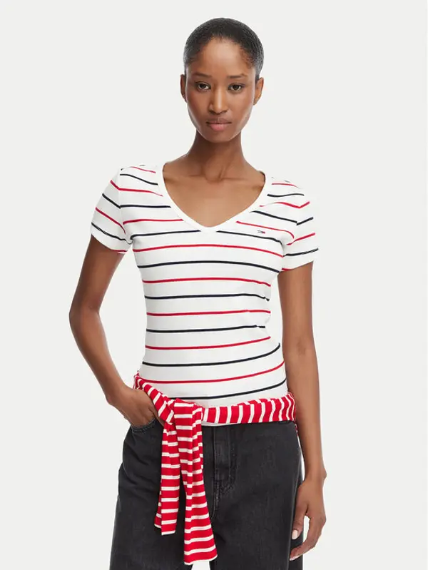 Tommy Jeans Tommy Jeans T-shirt DW0DW17385 Bijela Slim Fit