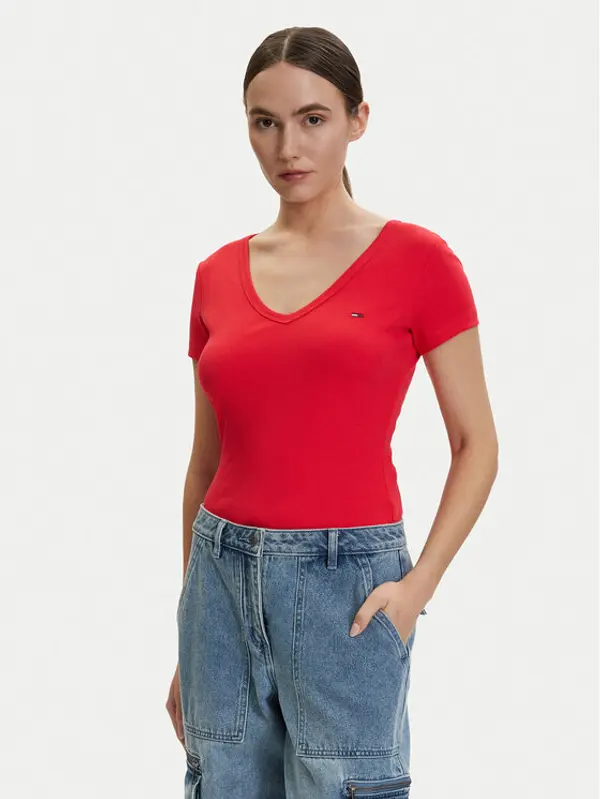 Tommy Jeans Tommy Jeans T-shirt DW0DW17385 Crvena Slim Fit