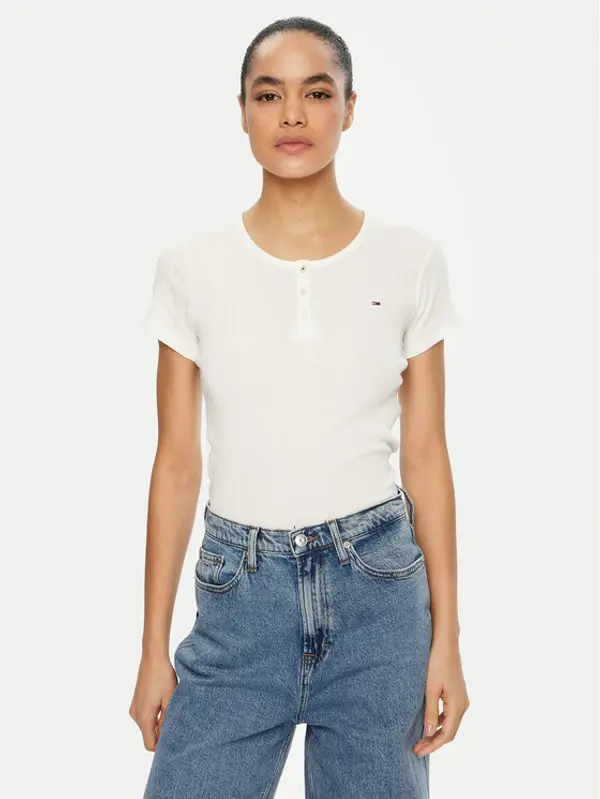 Tommy Jeans Tommy Jeans T-shirt DW0DW19502 Bijela Slim Fit