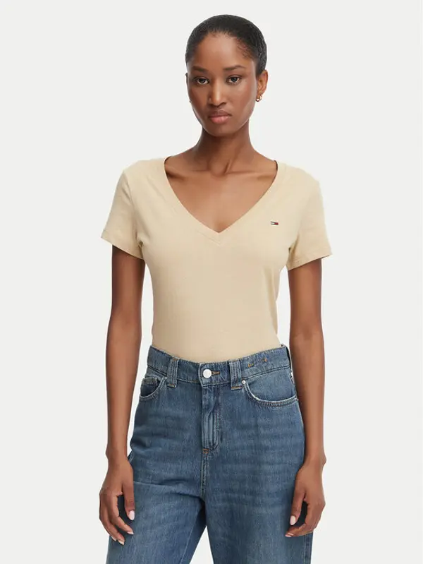 Tommy Jeans Tommy Jeans T-shirt DW0DW20458 Bež Slim Fit