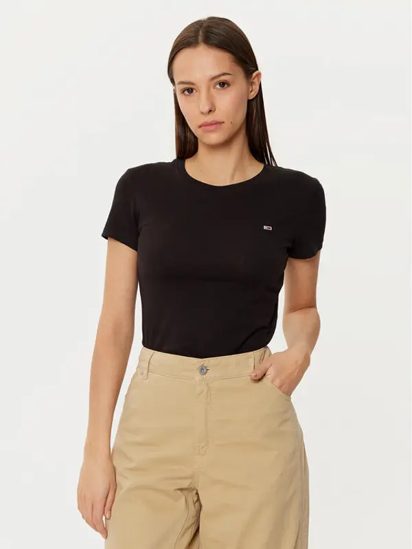 Tommy Jeans Tommy Jeans T-shirt DW0DW20459 Crna Slim Fit
