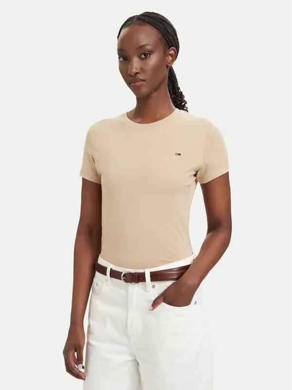 Tommy Jeans Tommy Jeans T-shirt DW0DW20459 Svijetlo bež Slim Fit