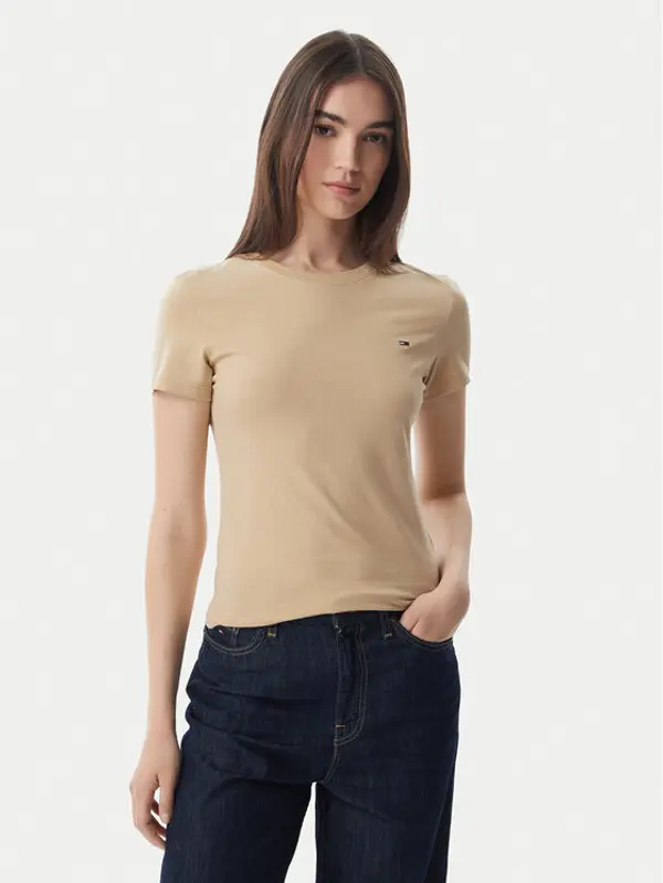 Tommy Jeans Tommy Jeans T-shirt DW0DW20459 Svijetlo bež Slim Fit