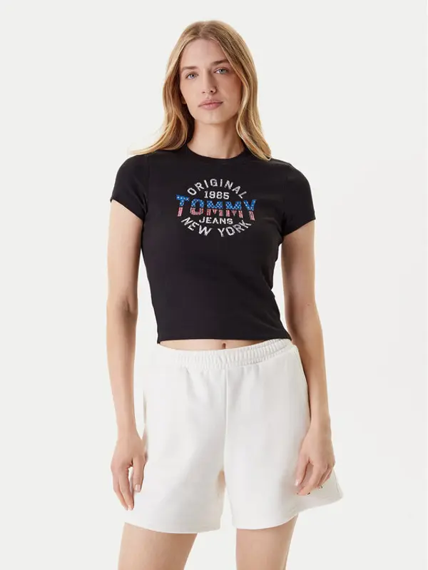 Tommy Jeans Tommy Jeans T-shirt DW0DW21421 Crna Slim Fit