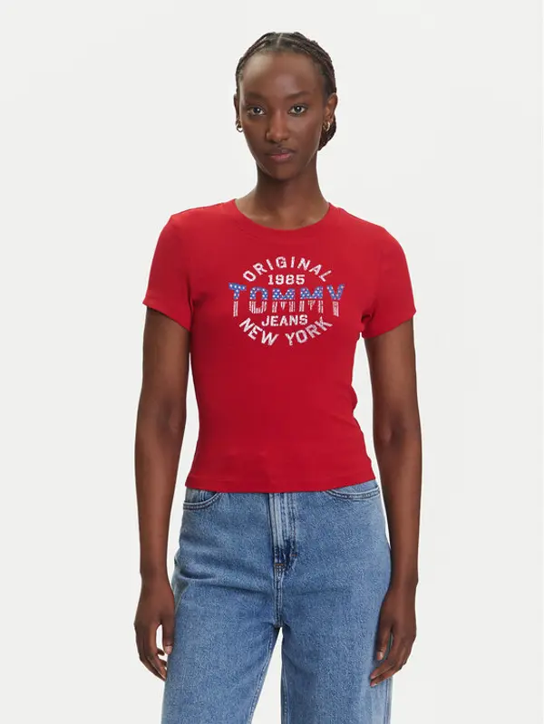 Tommy Jeans Tommy Jeans T-shirt DW0DW21421 Crvena Slim Fit
