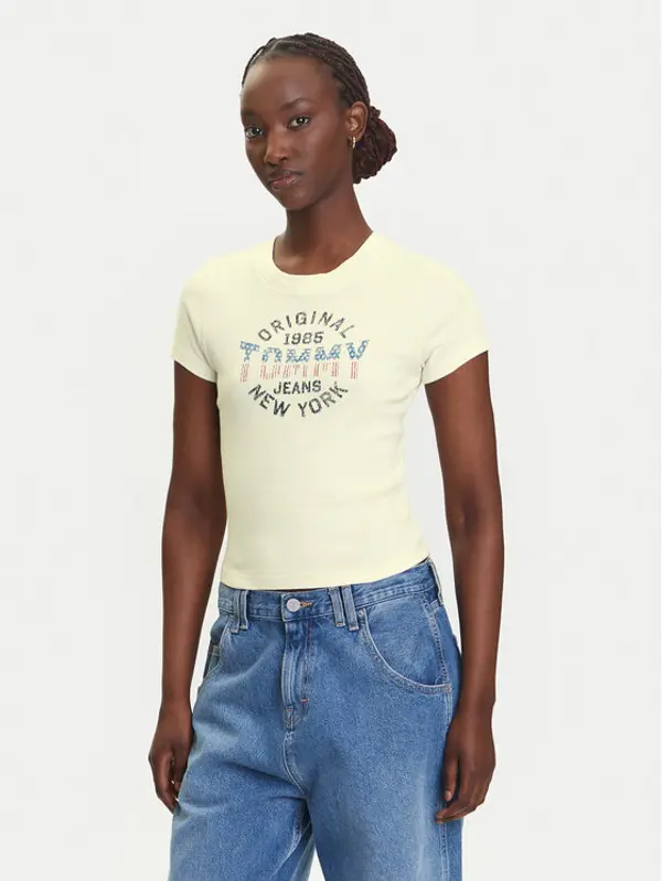 Tommy Jeans Tommy Jeans T-shirt DW0DW21421 Écru Slim Fit