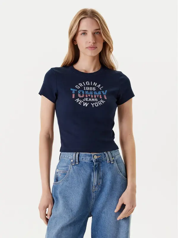 Tommy Jeans Tommy Jeans T-shirt DW0DW21421 Tamnoplava Slim Fit
