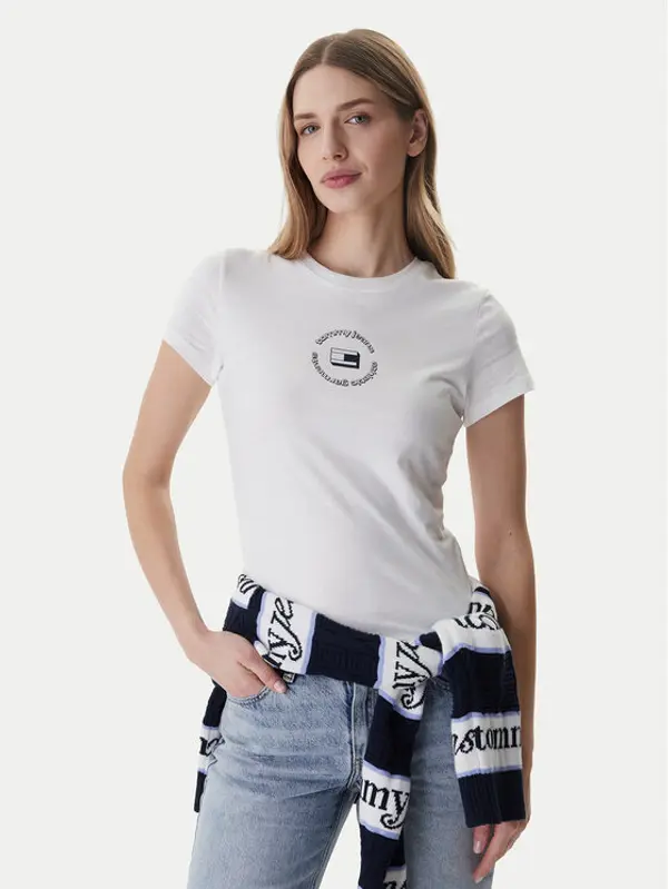 Tommy Jeans Tommy Jeans T-shirt DW0DW22273 Bijela Slim Fit
