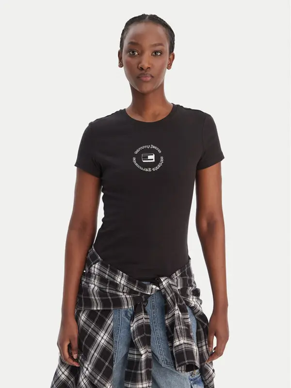Tommy Jeans Tommy Jeans T-shirt DW0DW22273 Crna Slim Fit