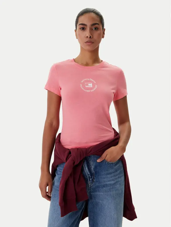 Tommy Jeans Tommy Jeans T-shirt DW0DW22273 Ružičasta Slim Fit
