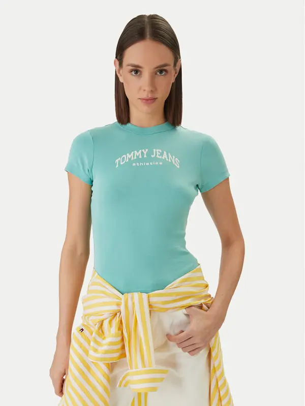 Tommy Jeans Tommy Jeans T-shirt DW0DW22302 Zelena Slim Fit
