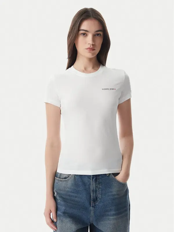 Tommy Jeans Tommy Jeans T-shirt Ess Logo DW0DW23479 Bijela Slim Fit