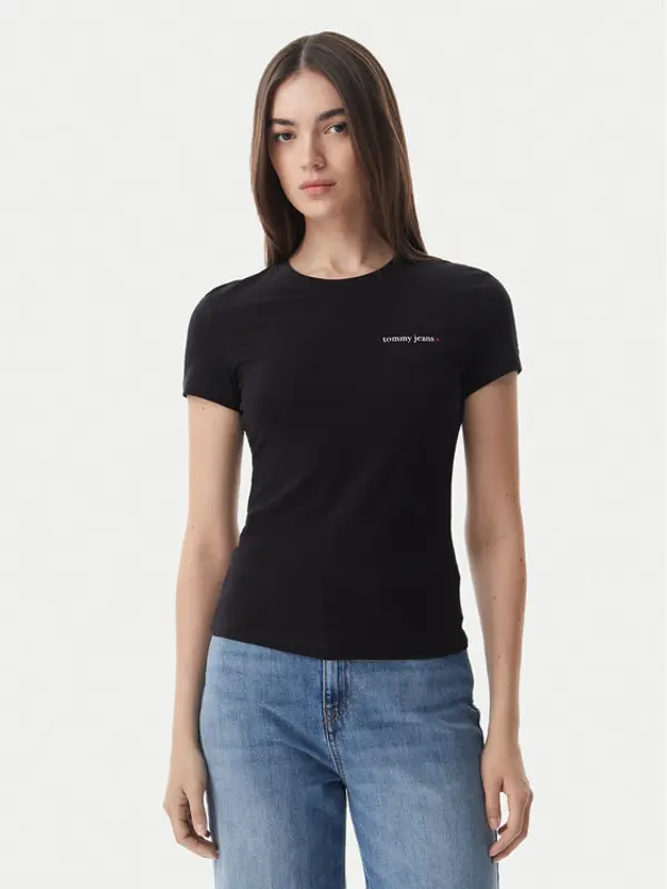 Tommy Jeans Tommy Jeans T-shirt Ess Logo DW0DW23479 Crna Slim Fit