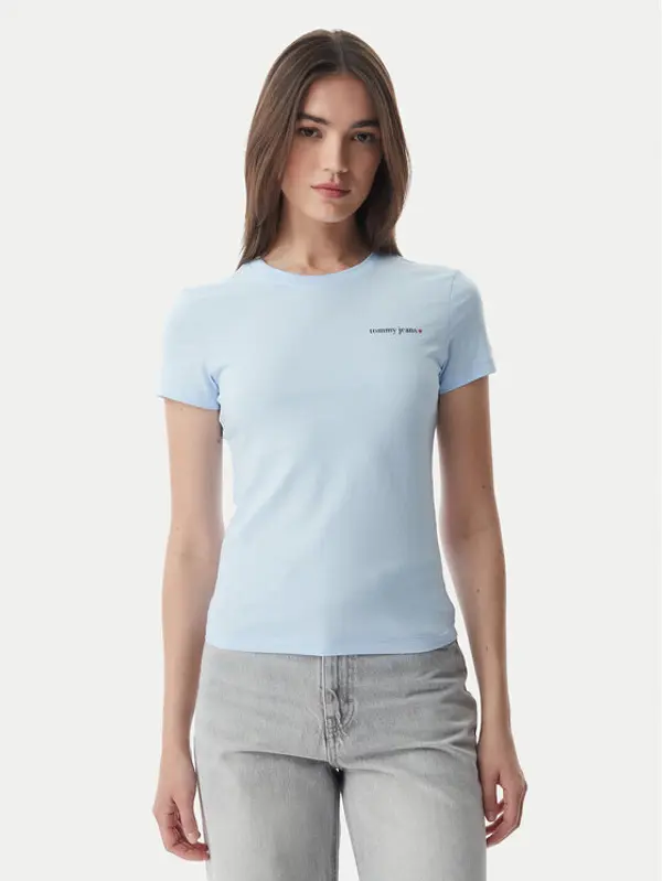 Tommy Jeans Tommy Jeans T-shirt Ess Logo DW0DW23479 Svijetlo plava Slim Fit