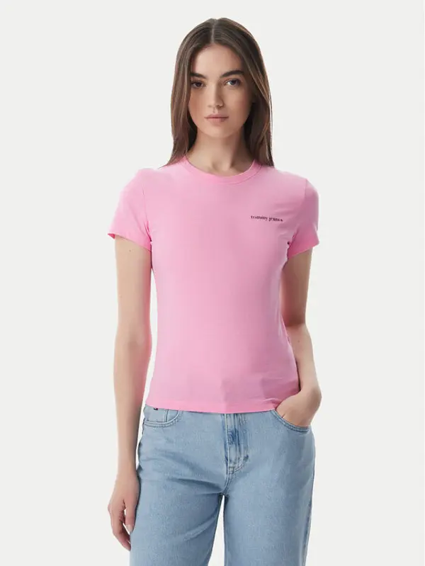 Tommy Jeans Tommy Jeans T-shirt Ess Logo DW0DW23479 Svijetlo roza Slim Fit