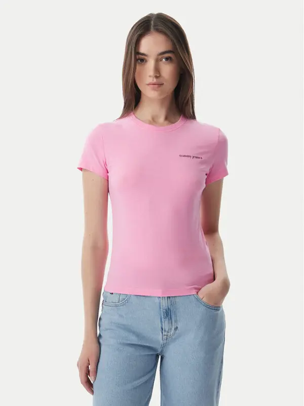 Tommy Jeans Tommy Jeans T-shirt Ess Logo DW0DW23479 Svijetlo roza Slim Fit