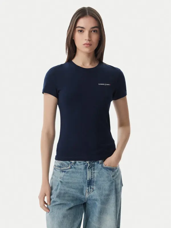 Tommy Jeans Tommy Jeans T-shirt Ess Logo DW0DW23479 Tamnoplava Slim Fit