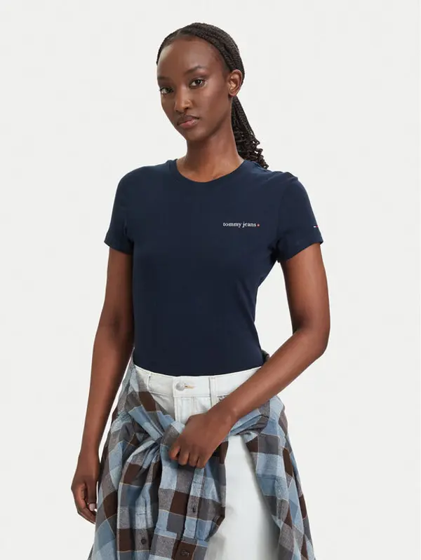 Tommy Jeans Tommy Jeans T-shirt Ess Logo DW0DW23479 Tamnoplava Slim Fit