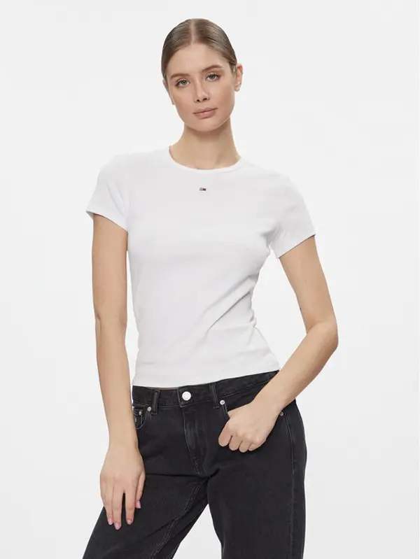 Tommy Jeans Tommy Jeans T-shirt Essential DW0DW17383 Bijela Slim Fit