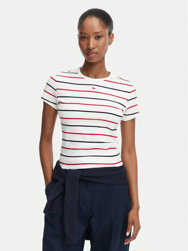 Tommy Jeans Tommy Jeans T-shirt Essential DW0DW17383 Bijela Slim Fit