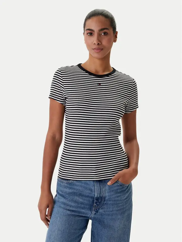 Tommy Jeans Tommy Jeans T-shirt Essential DW0DW17383 Crna Slim Fit