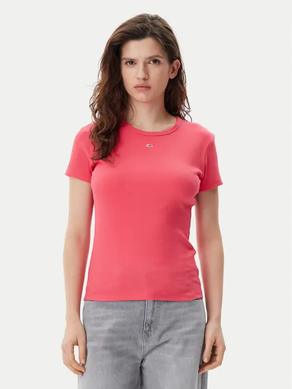 Tommy Jeans Tommy Jeans T-shirt Essential DW0DW17383 Ružičasta Slim Fit