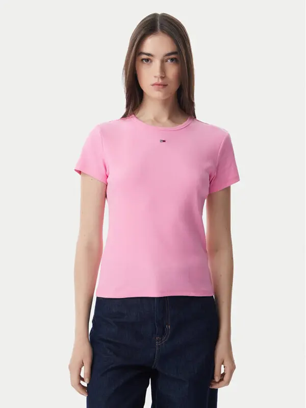 Tommy Jeans Tommy Jeans T-shirt Essential DW0DW17383 Svijetlo roza Slim Fit