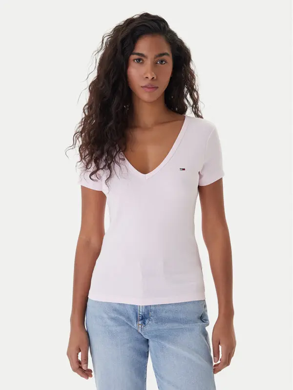 Tommy Jeans Tommy Jeans T-shirt Essential DW0DW17385 Ružičasta Slim Fit