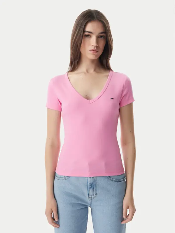 Tommy Jeans Tommy Jeans T-shirt Essential DW0DW17385 Svijetlo roza Slim Fit