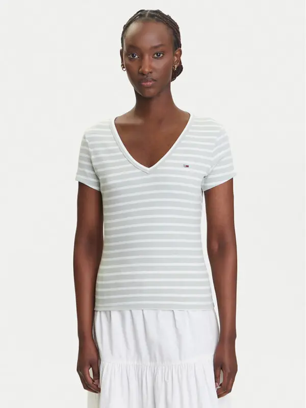 Tommy Jeans Tommy Jeans T-shirt Essential DW0DW17385 Zelena Slim Fit