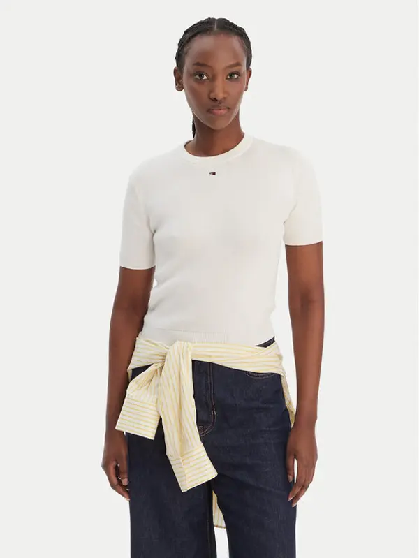 Tommy Jeans Tommy Jeans T-shirt Essential DW0DW19336 Krem Regular Fit