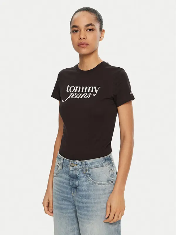 Tommy Jeans Tommy Jeans T-shirt Essential DW0DW19447 Crna Slim Fit