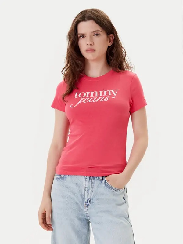 Tommy Jeans Tommy Jeans T-shirt Essential DW0DW19447 Ružičasta Slim Fit
