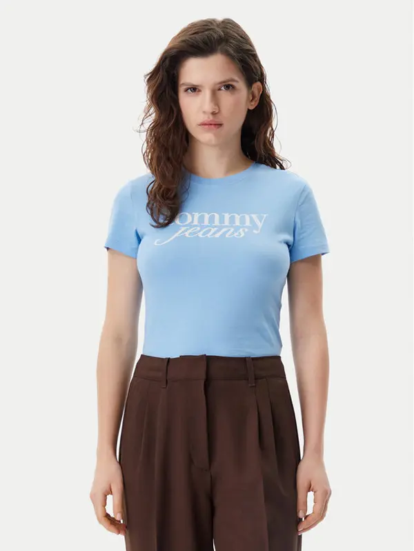 Tommy Jeans Tommy Jeans T-shirt Essential DW0DW19447 Svijetloplava Slim Fit