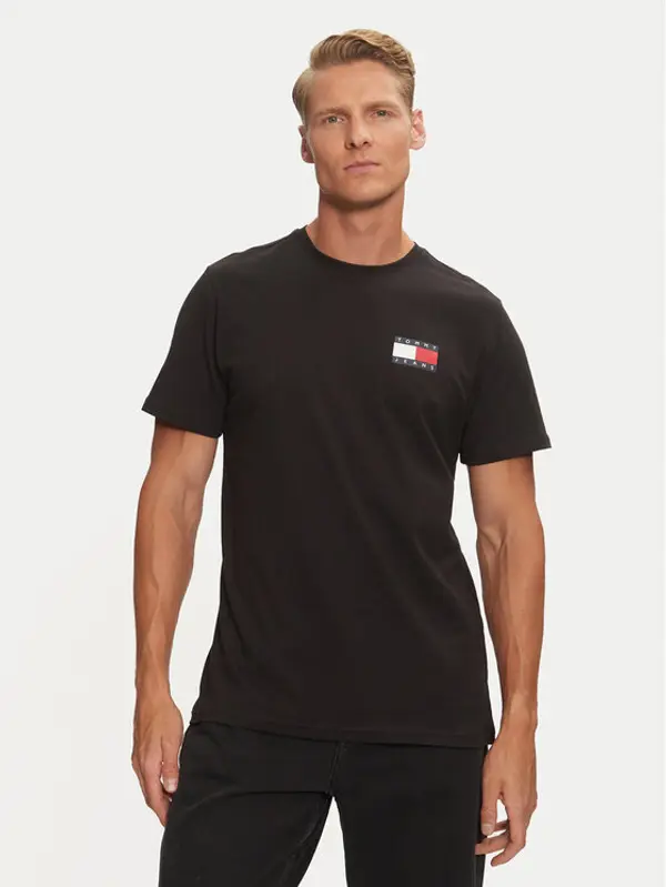 Tommy Jeans Tommy Jeans T-shirt Essential Flag DM0DM20740 Crna Slim Fit