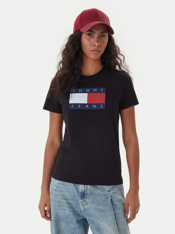 Tommy Jeans Tommy Jeans T-shirt Flag DW0DW22562 Crna Regular Fit