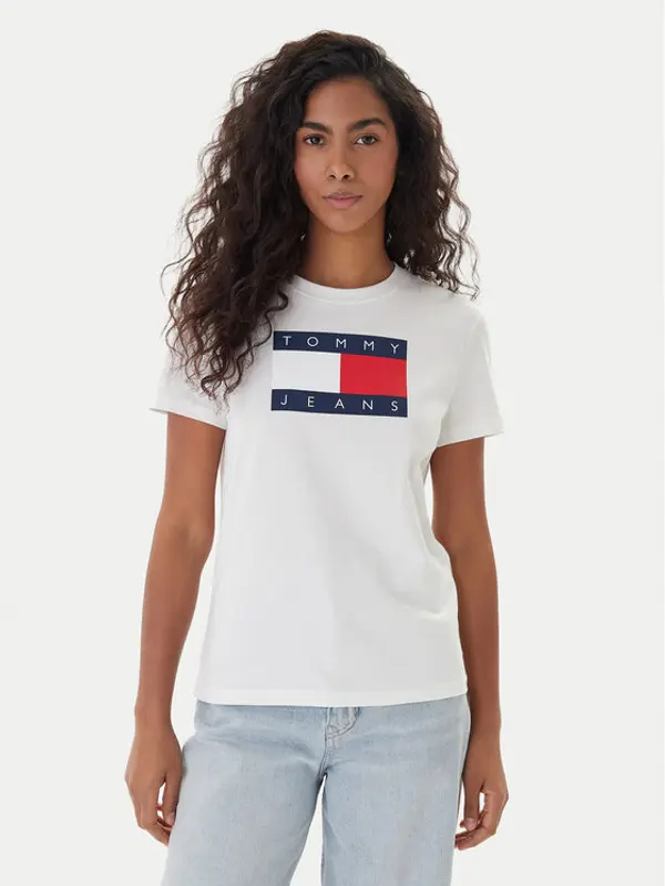 Tommy Jeans Tommy Jeans T-shirt Flag DW0DW22562 Écru Regular Fit