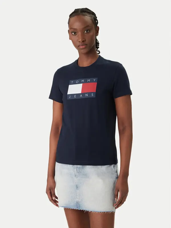 Tommy Jeans Tommy Jeans T-shirt Flag DW0DW22562 Tamnoplava Regular Fit