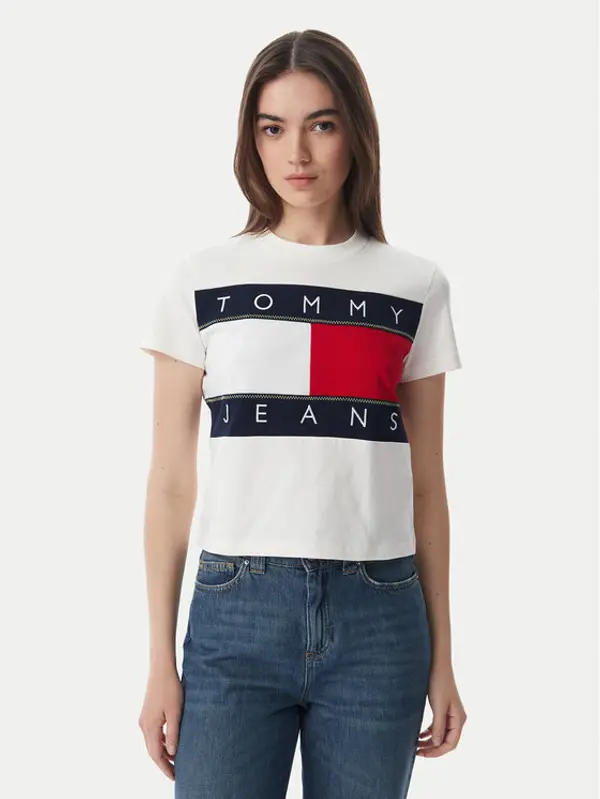 Tommy Jeans Tommy Jeans T-shirt Flag DW0DW22818 Bijela Regular Fit
