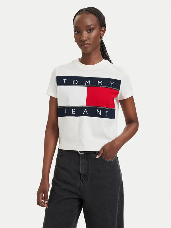 Tommy Jeans Tommy Jeans T-shirt Flag DW0DW22818 Bijela Regular Fit